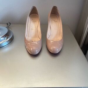 Christian Louboutin Nude Patent Leather Round-Toe Pumps